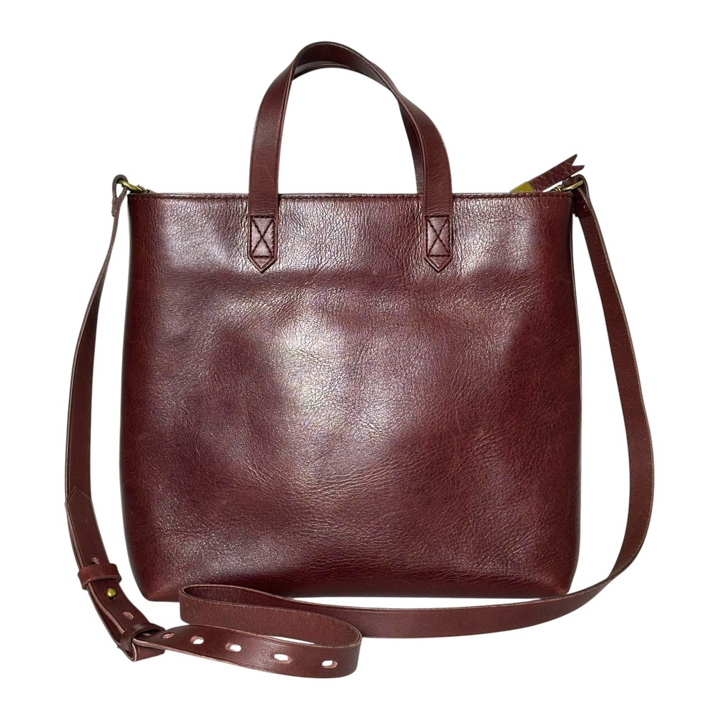 Madewell Tote The Zip-Top Medium Transport Crossbody Leather Oxblood Burgundy